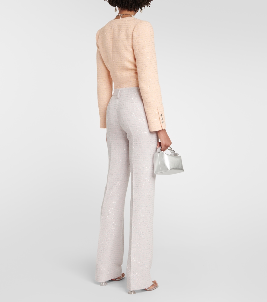 Sequined mid-rise straight pants