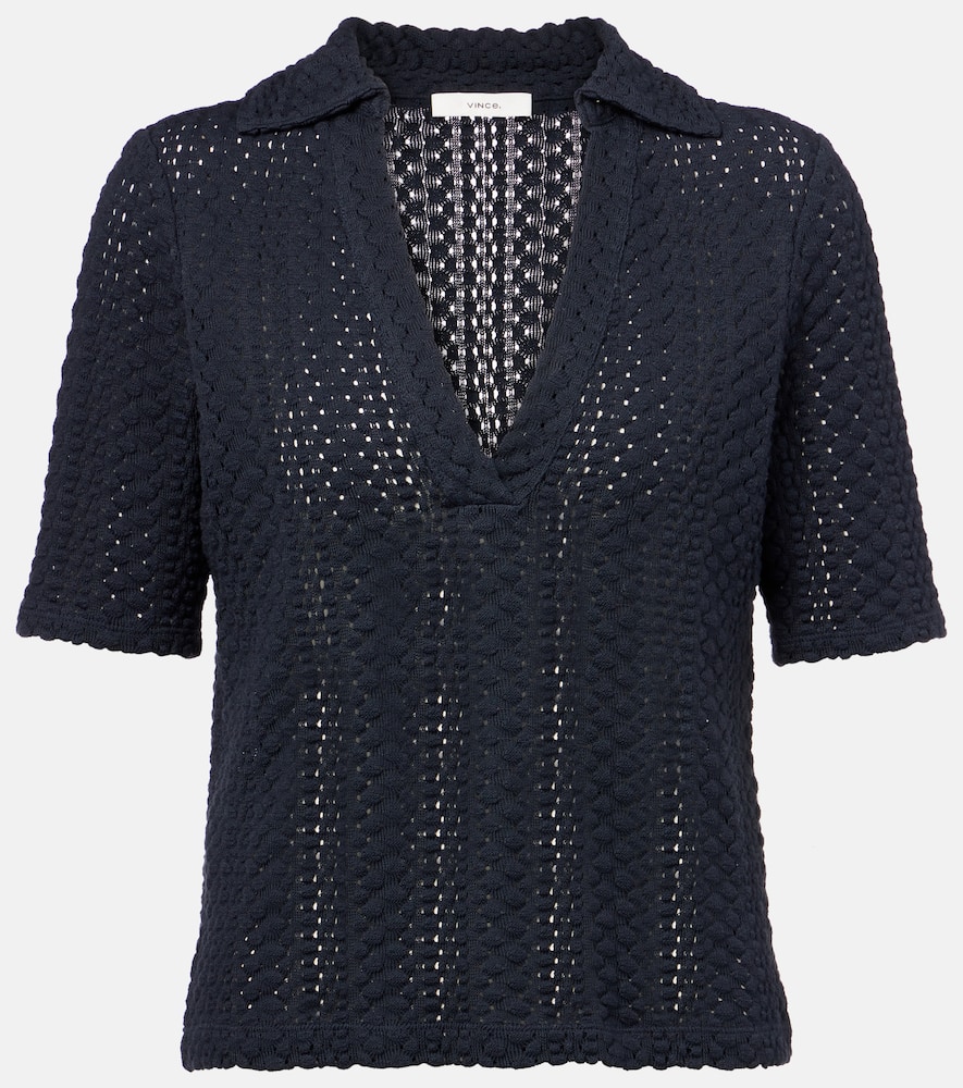 Open-knit cotton polo shirt