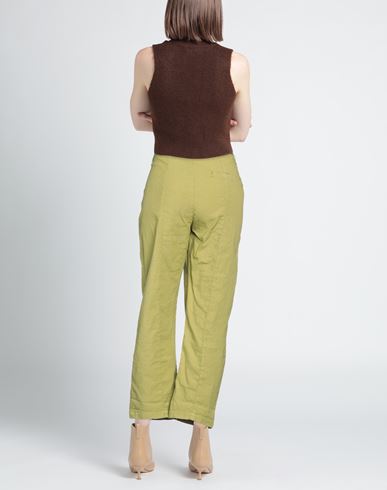 Cigala's Woman Pants Lime green Size 25 Linen, Cotton, Elastane