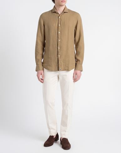 Man Shirt Khaki Size 15 ½ Linen