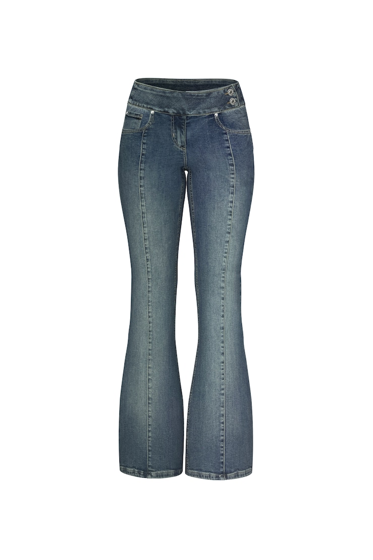 Low Rise Flare Jeans - Blue - Women Clothing