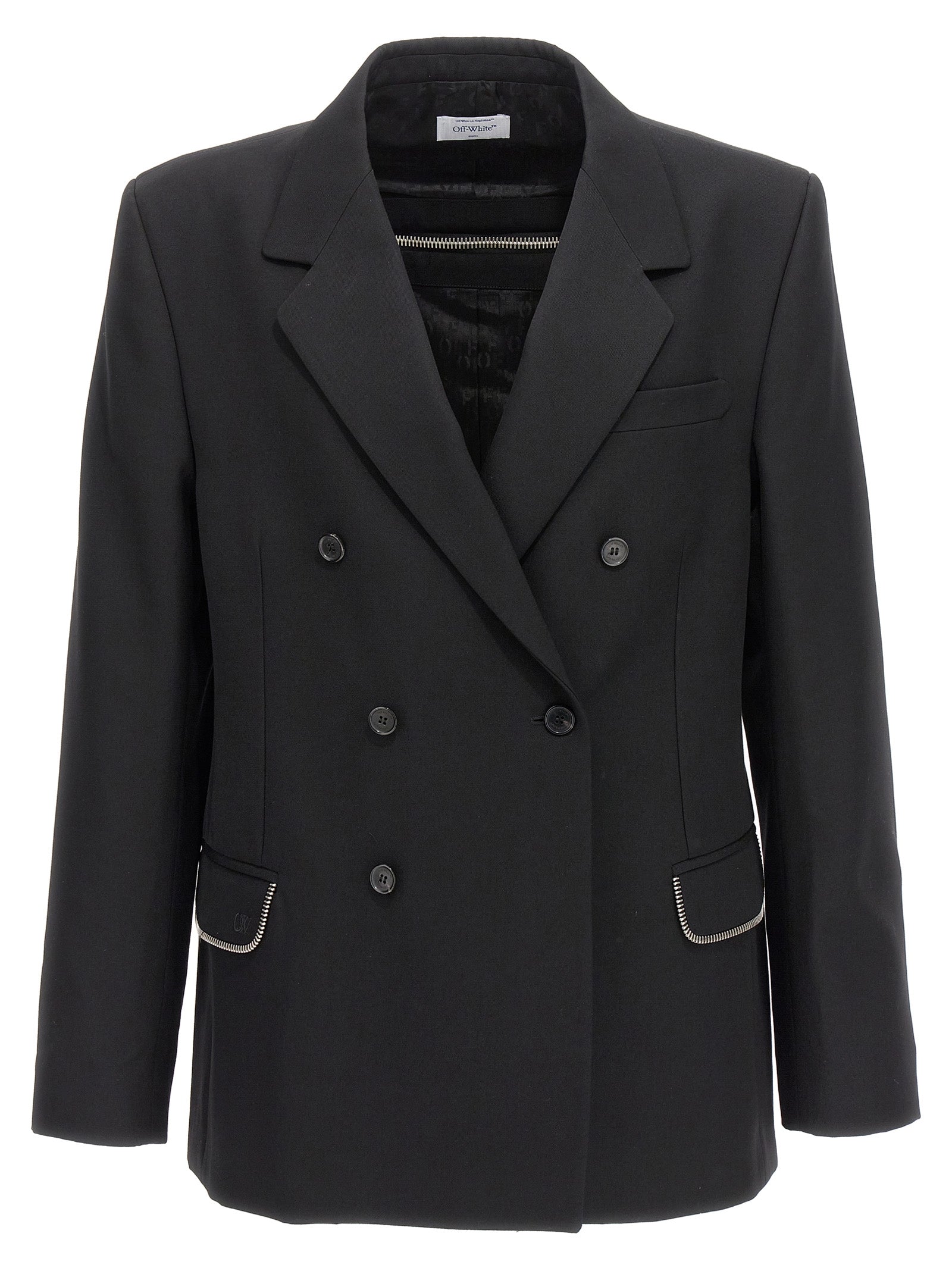 Virgin Wool Double-Breasted Blazer — Black