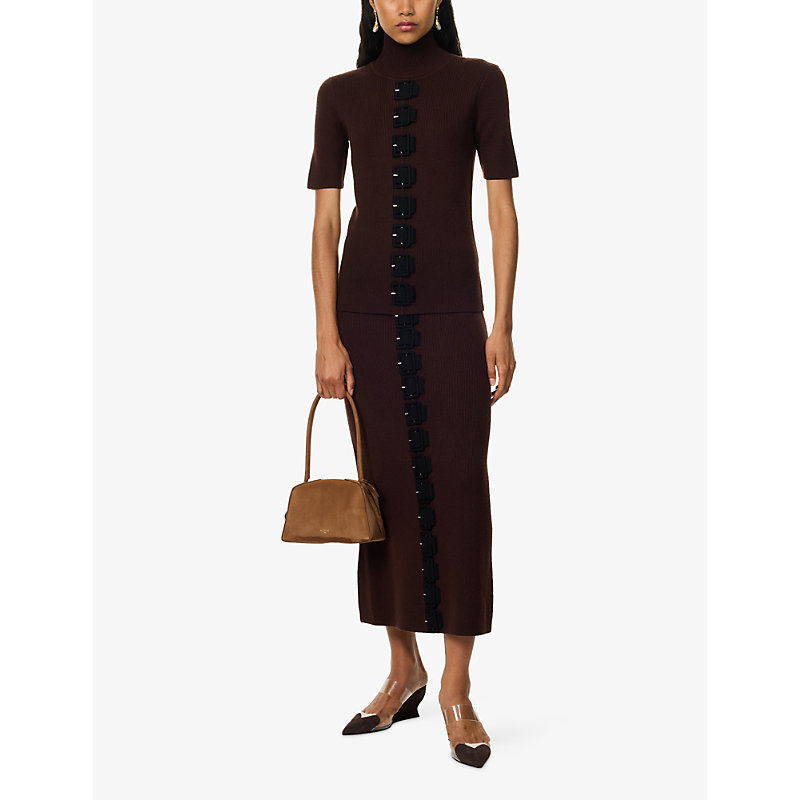 Womens Silvina Buckle-Embellished Wool Top