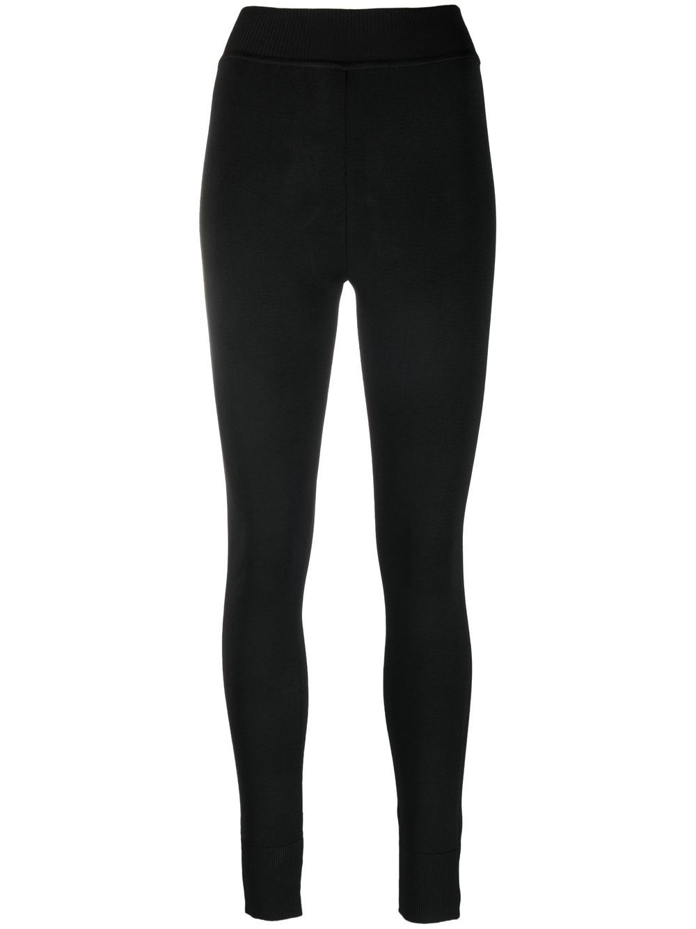 High-waist knit leggings - Black