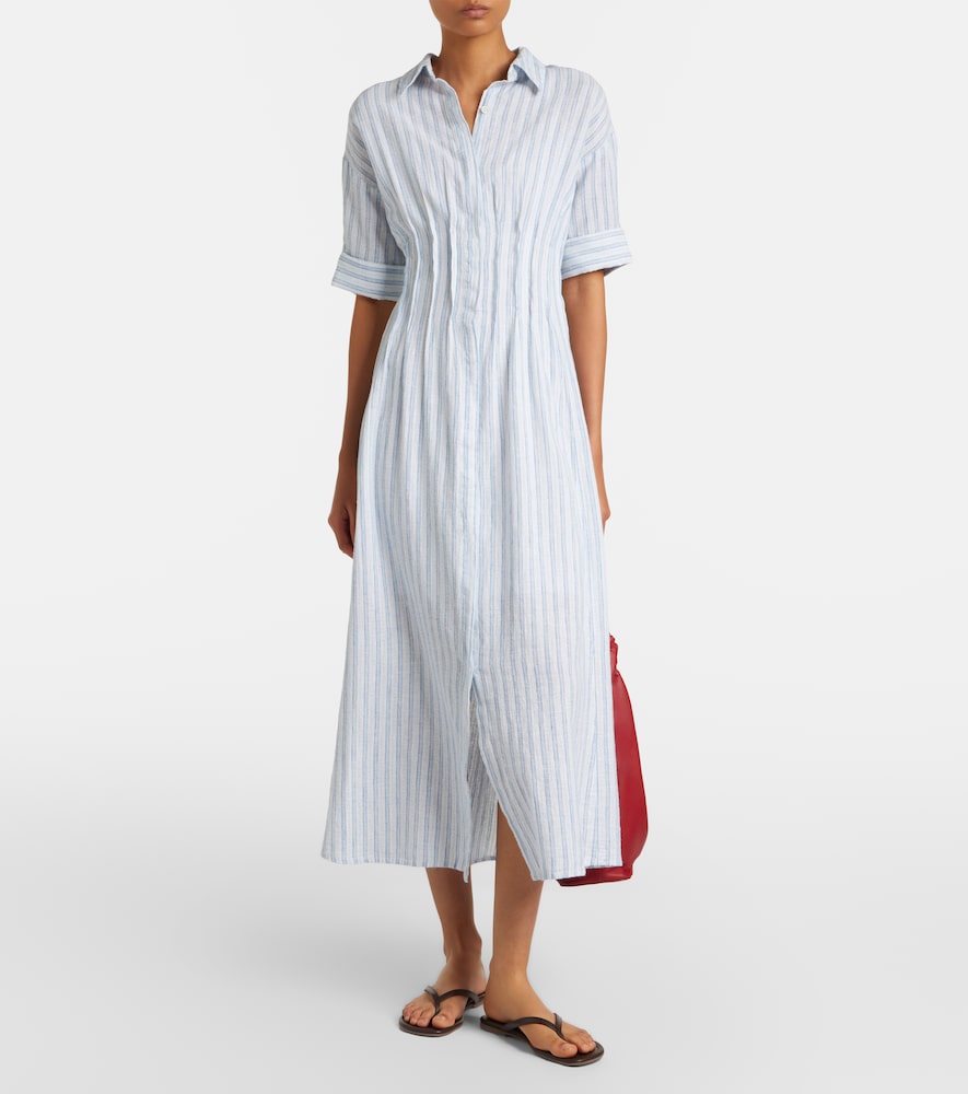 Saron striped cotton and linen shirt dress
