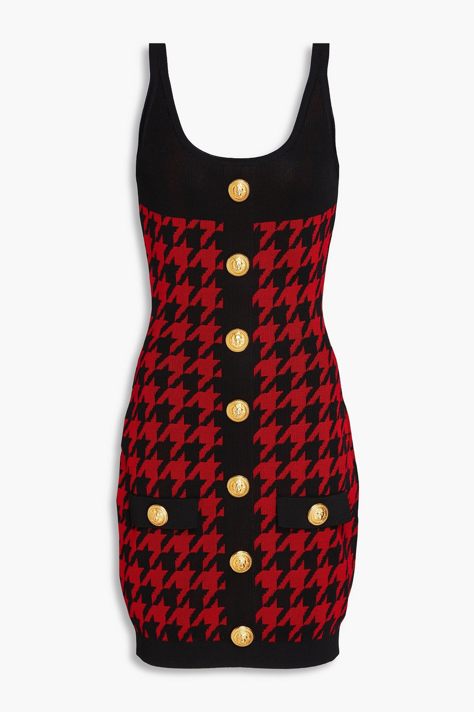 Houndstooth jacquard-knit mini dress - Red - FR 36
