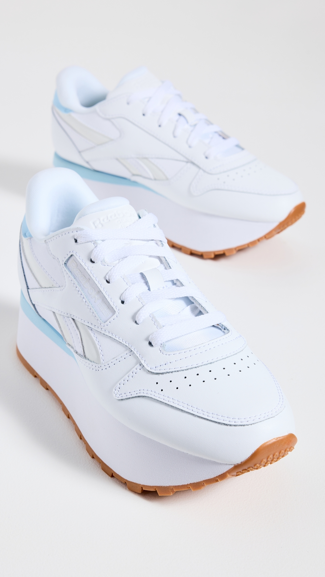 Classic Leather Triple Lift Sneakers White/White/Soft Blue