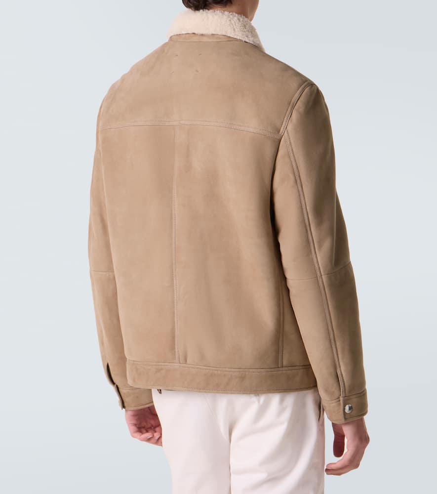 Shearling-trimmed suede jacket