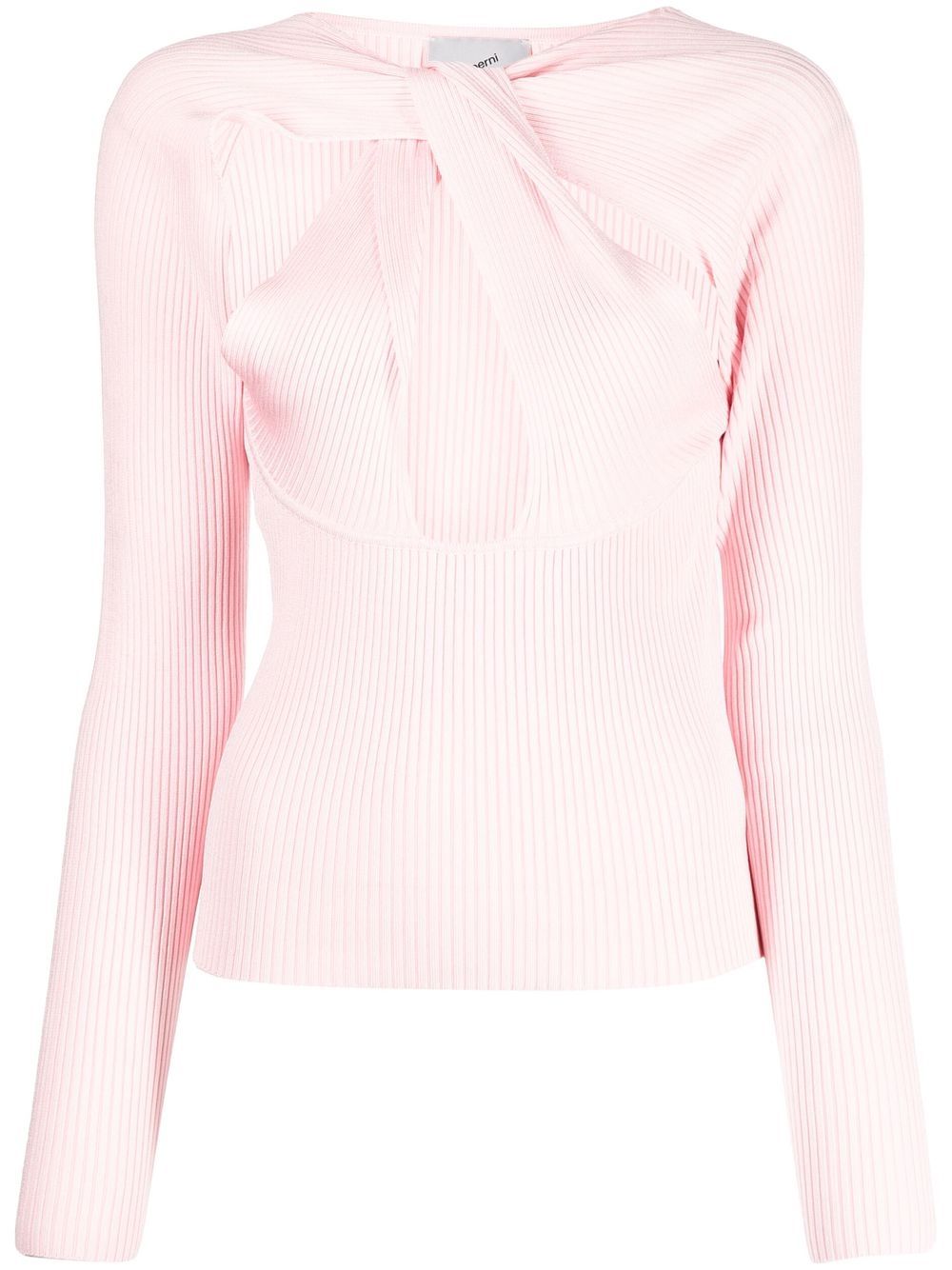 Twisted cut-out rib-knit top