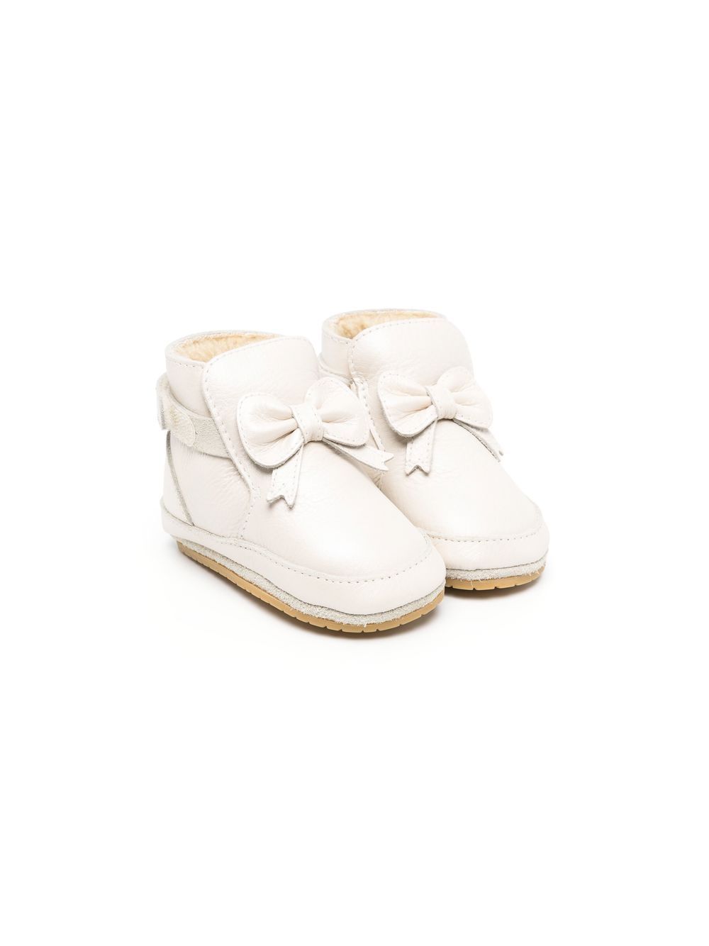 Bow-detail leather crib boots - Neutrals