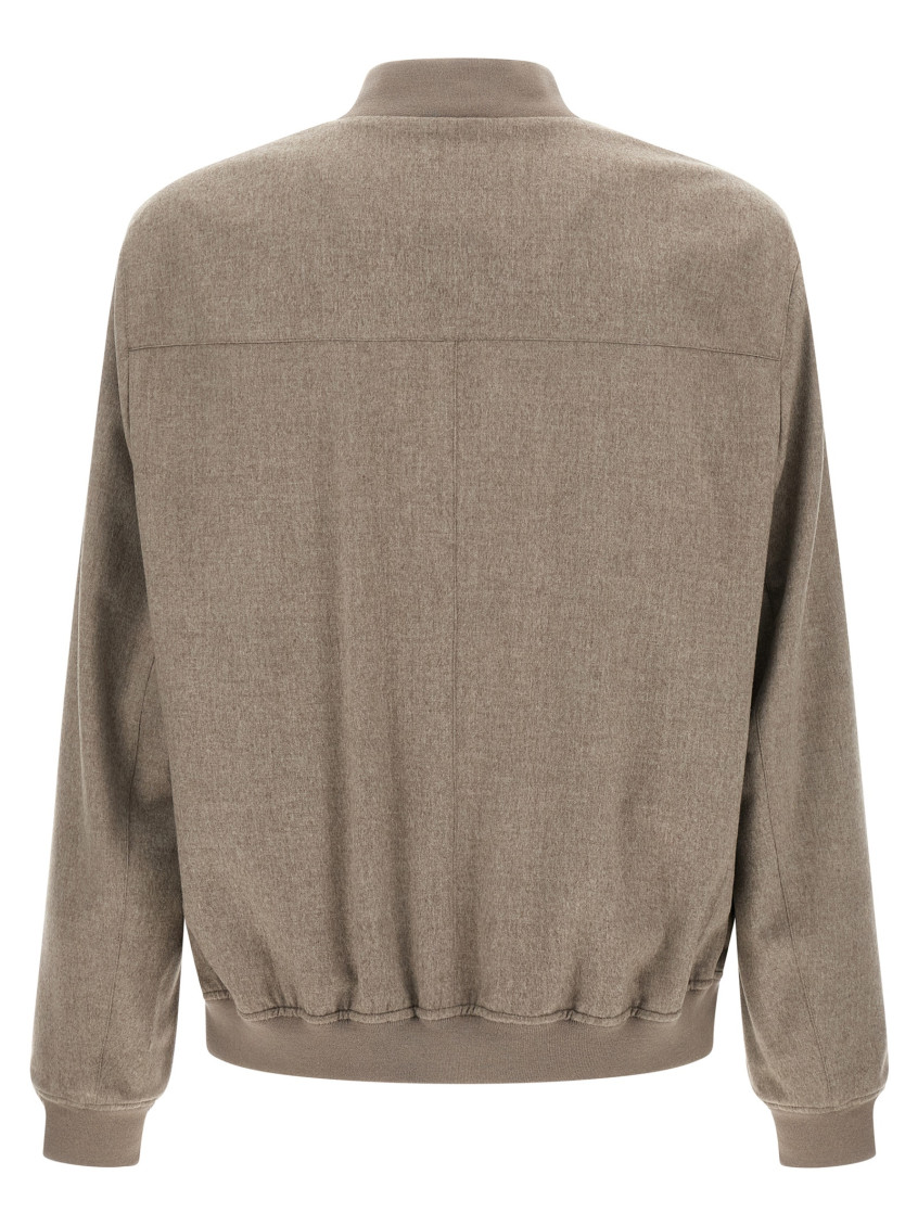 Taupe Textured Bomber Jacket