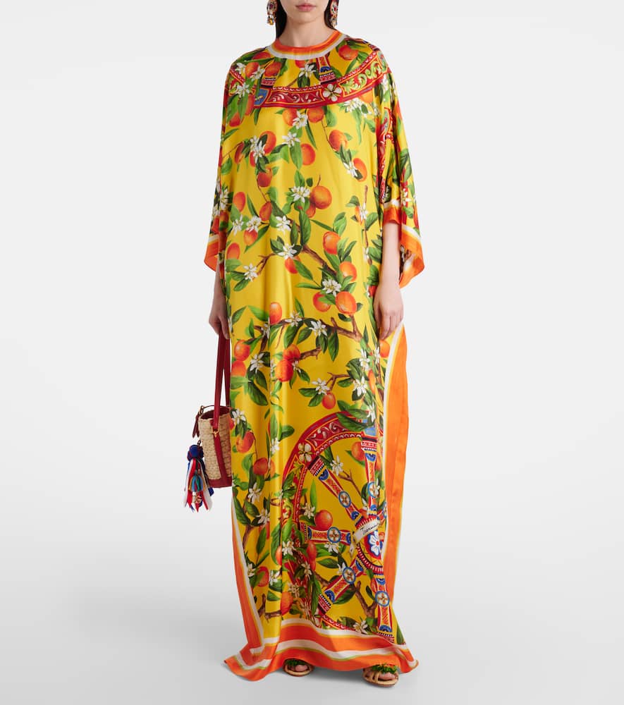 Printed silk maxi dress