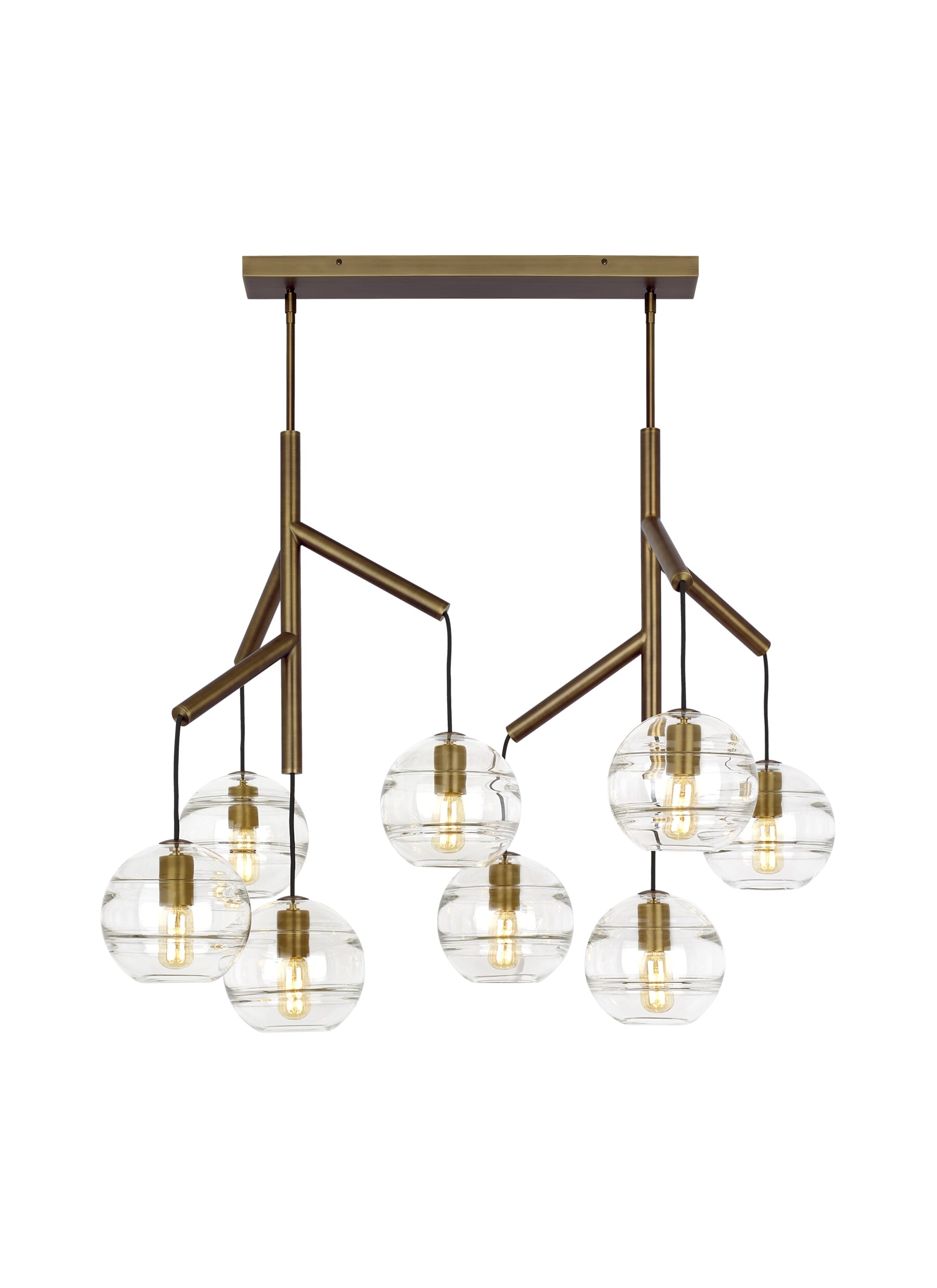 Sedona Contemporary Chandelier in Aged Brass and Clear