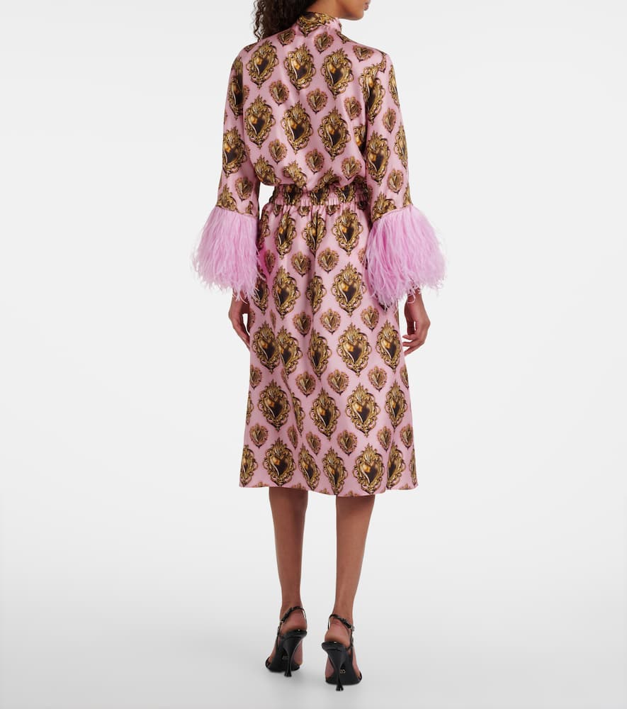 Printed silk midi skirt