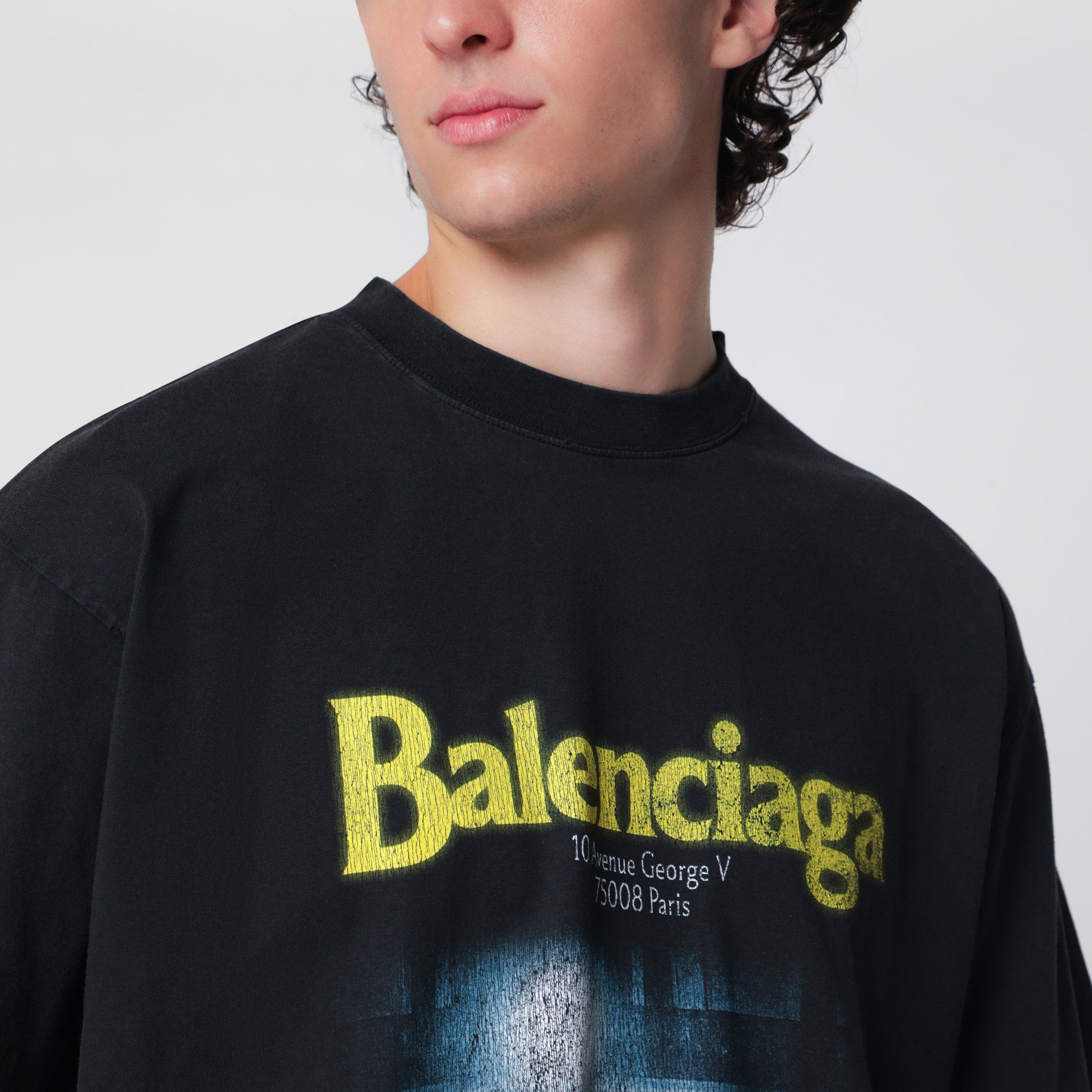 The Address men's regular-fit T-shirt in faded black cotton