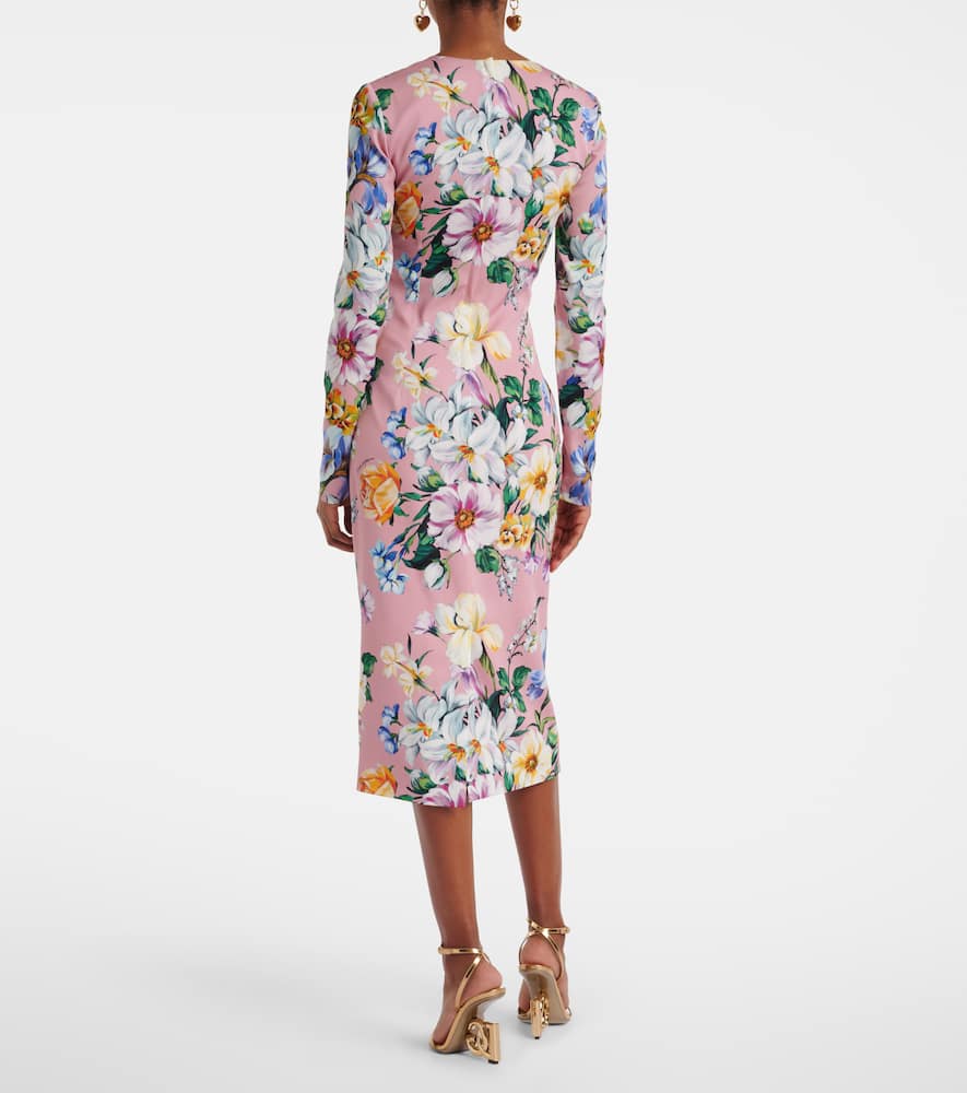 Floral silk-blend midi dress