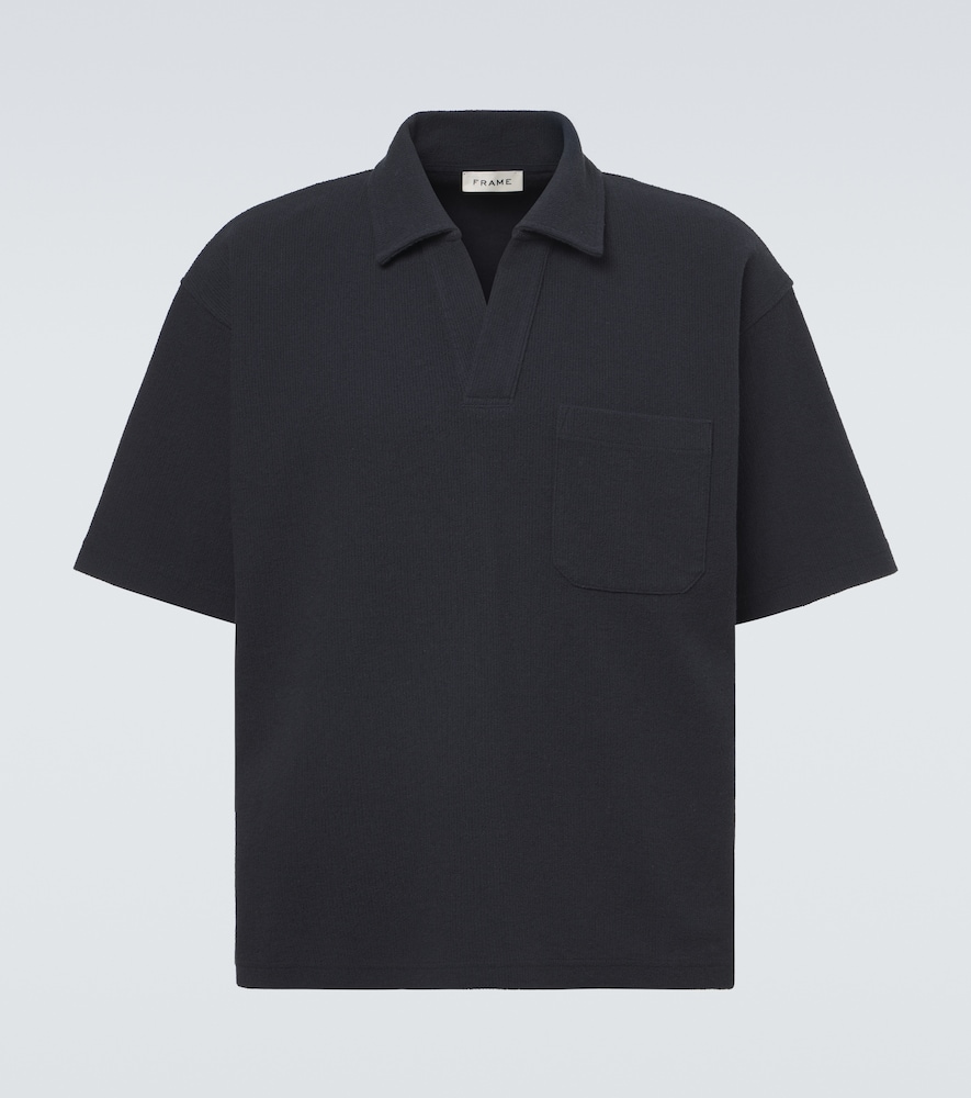Textured cotton-blend polo shirt