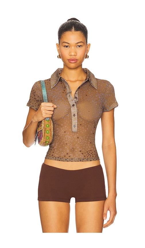 SIEDRES Asne Polo Top in Brown.  XL. Also in L, M