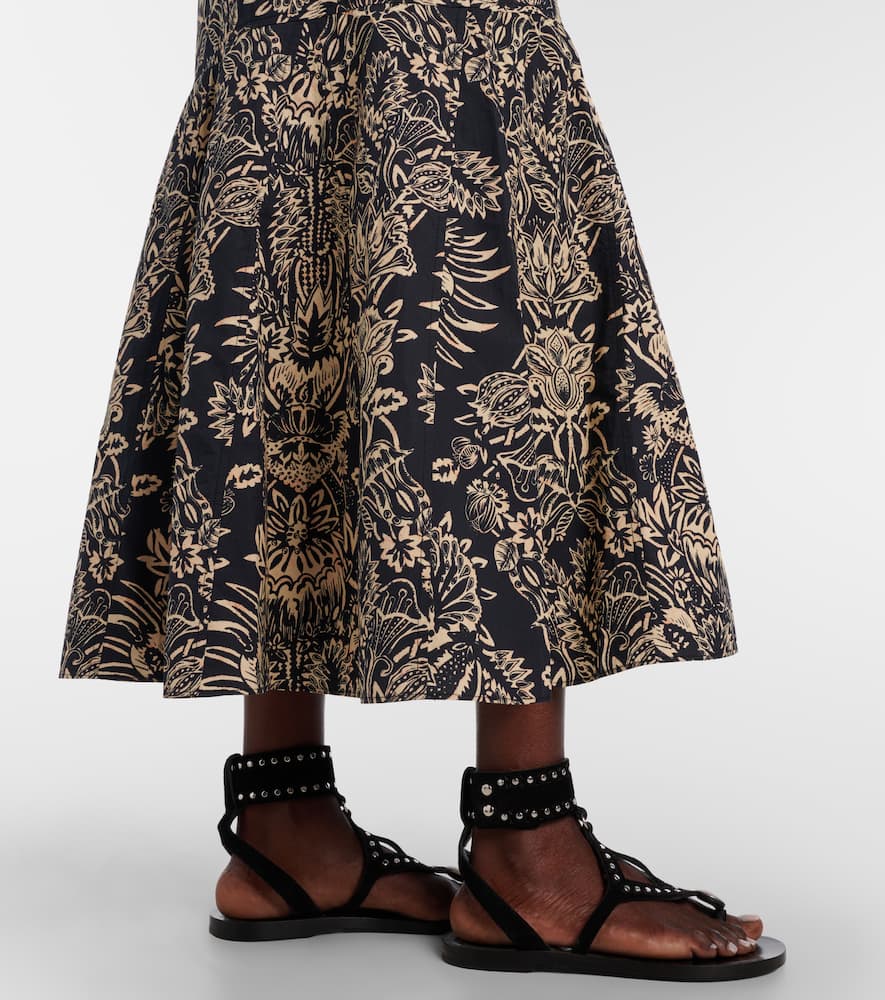 Clarisse printed cotton poplin midi skirt
