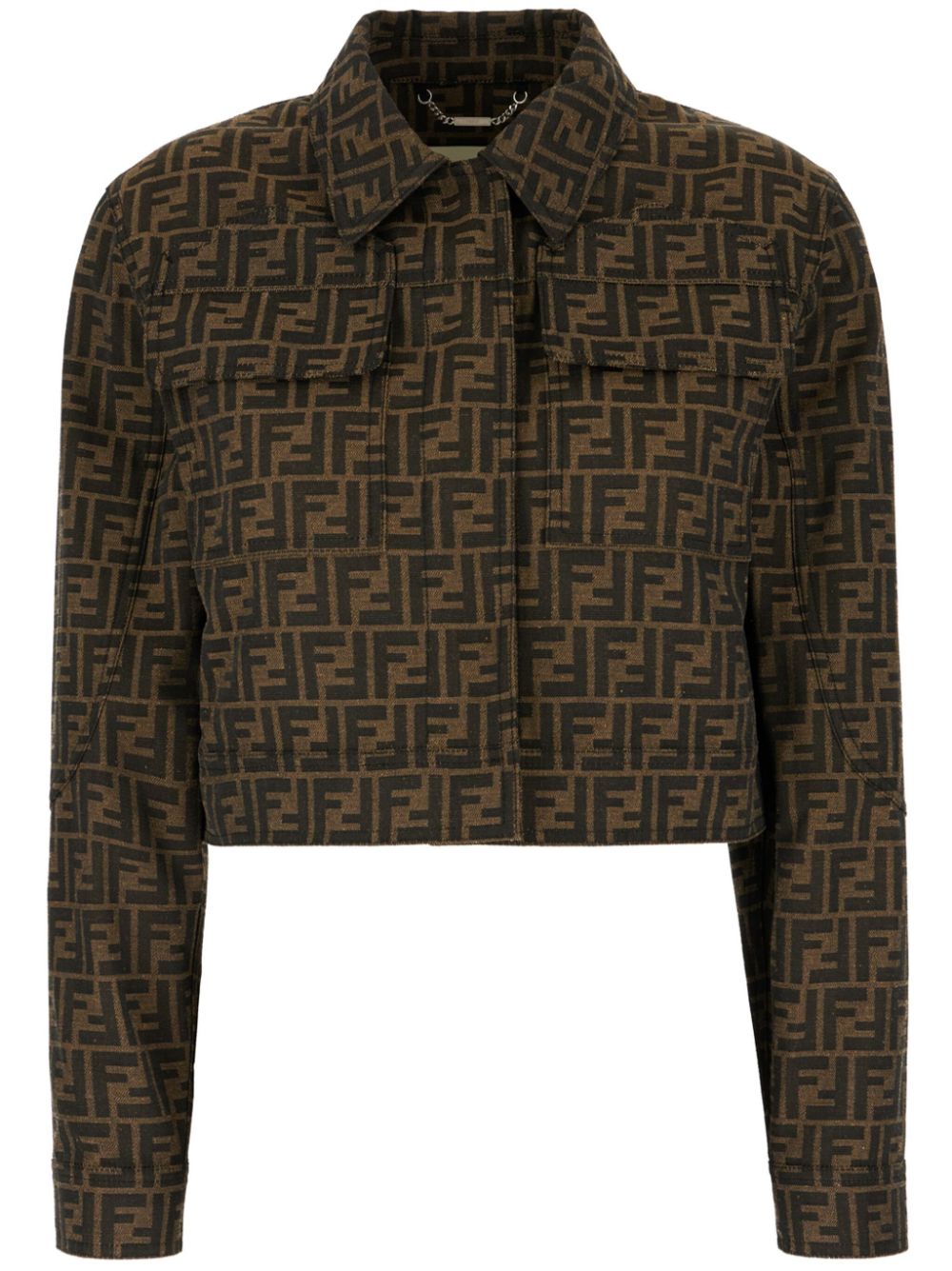 FF-motif cropped jacket - Brown