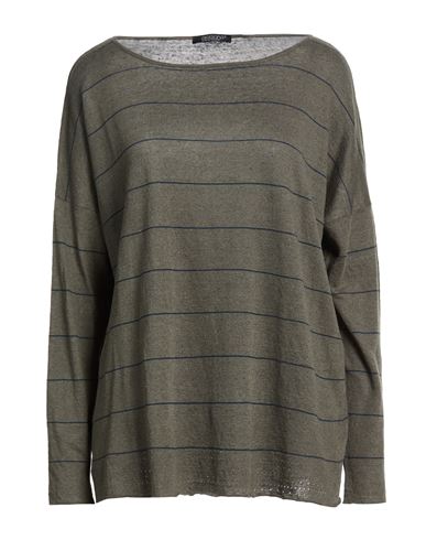 Woman Sweater Military green Size 10 Linen, Cotton