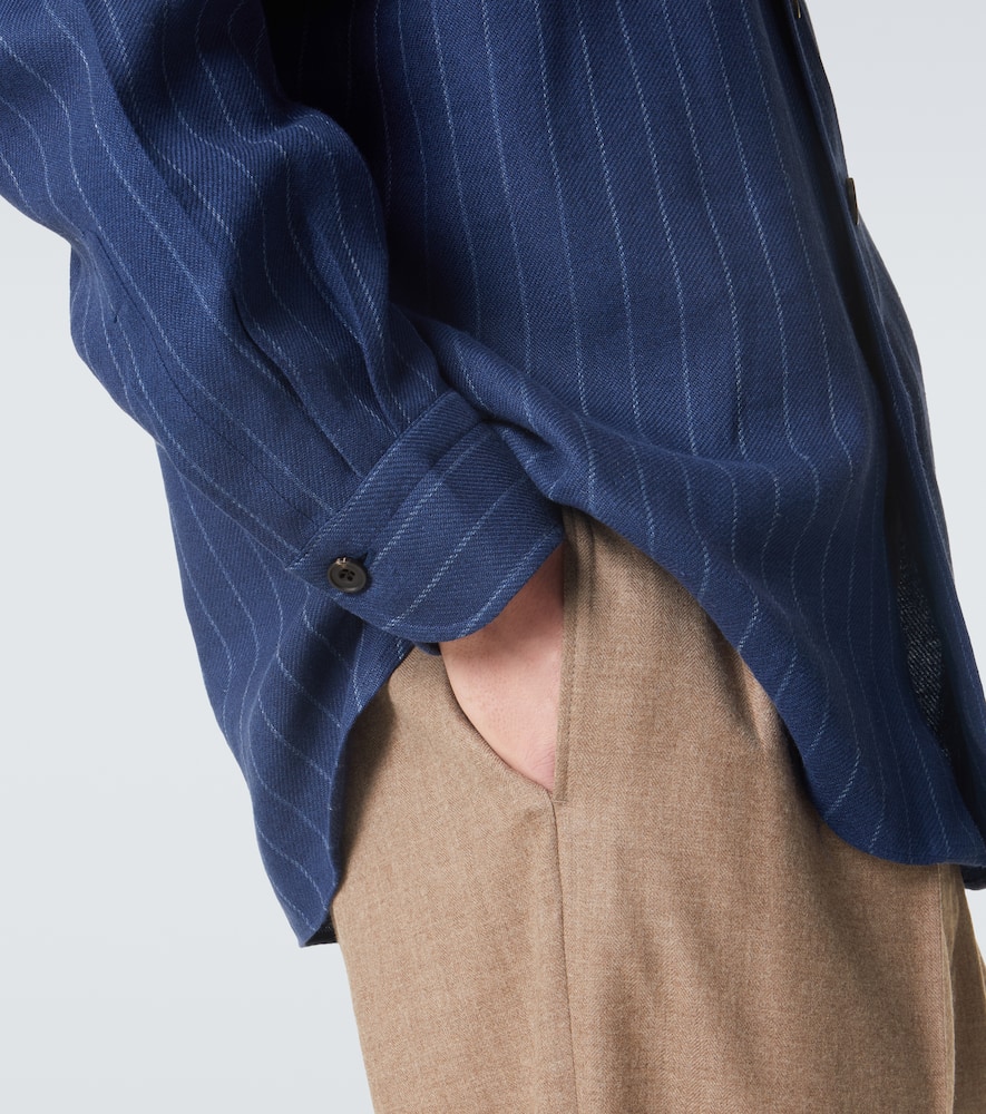 Striped linen and wool shirt