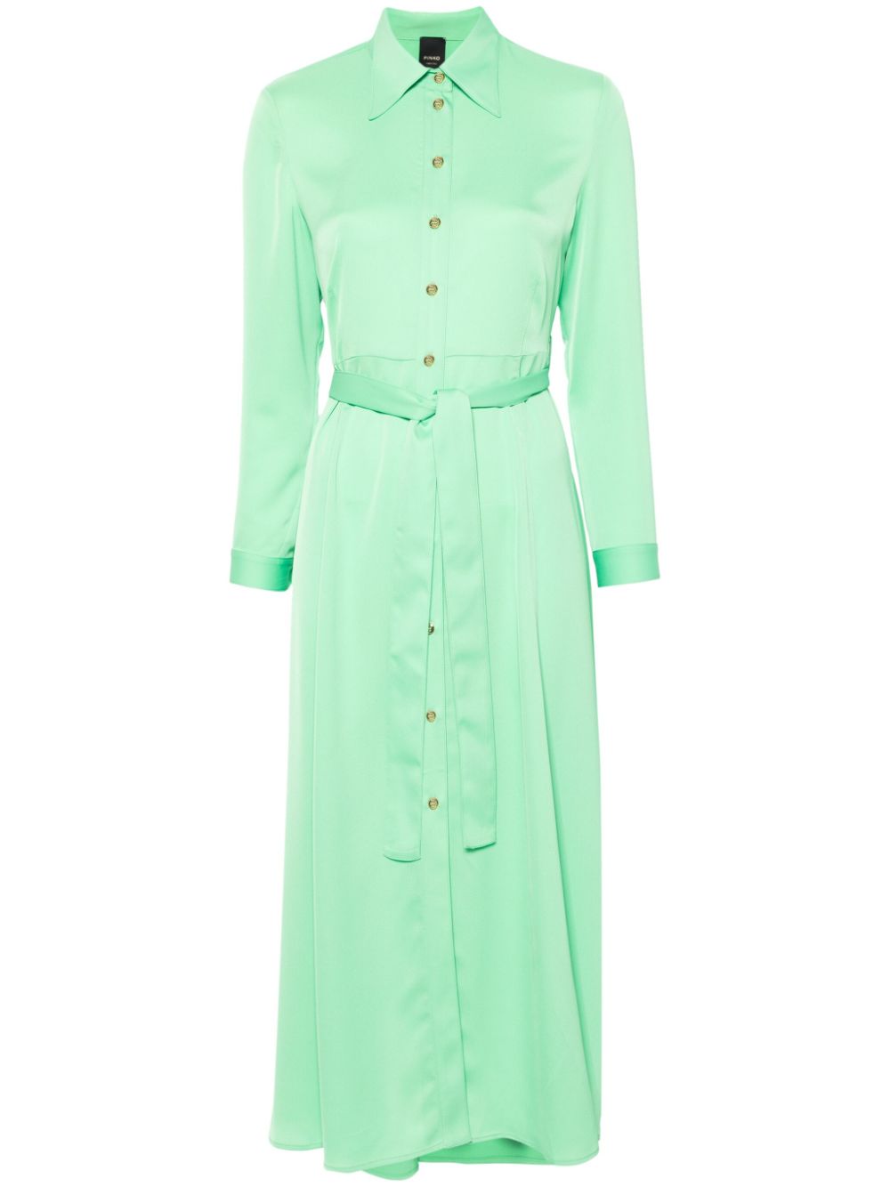 Belted crepe de chine midi dress - Green