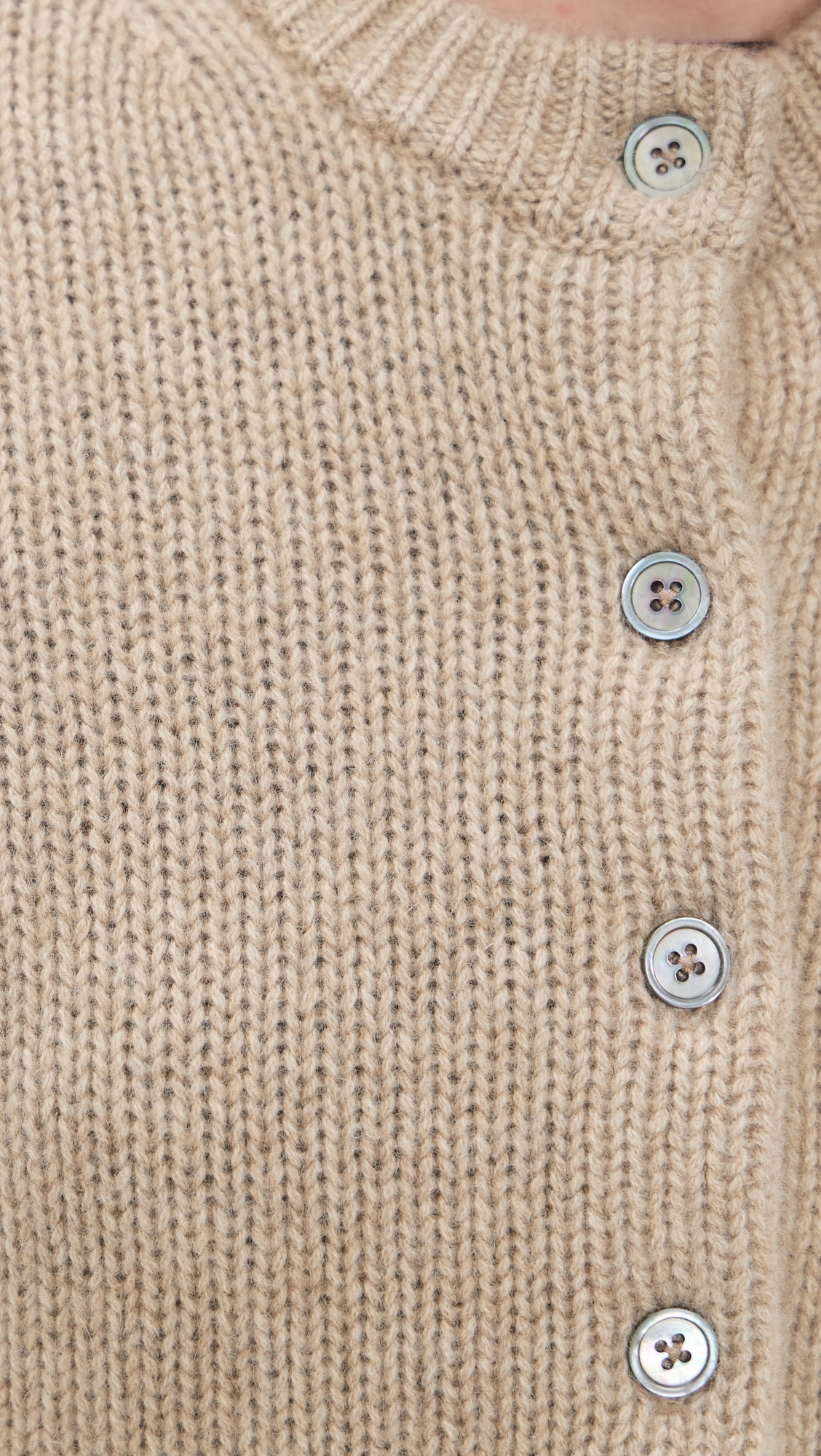 Cashmere Elbow Sleeve Cardigan Taupe Heather