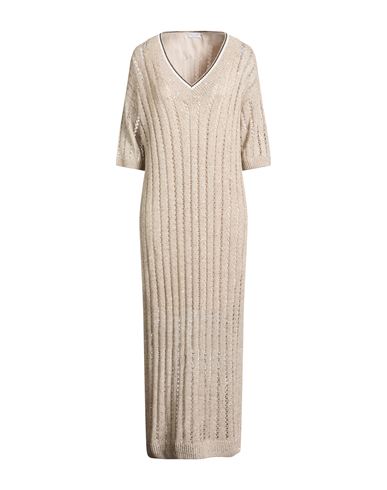 Woman Midi dress Beige Size S Linen, Nylon