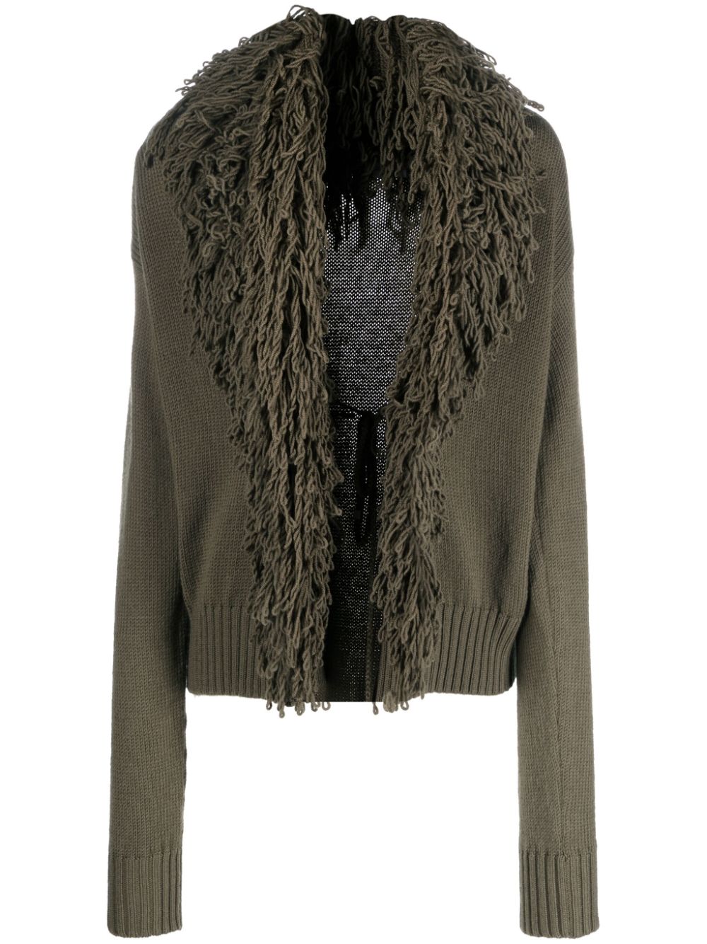 Fringed-edge knitted cardigan - Black