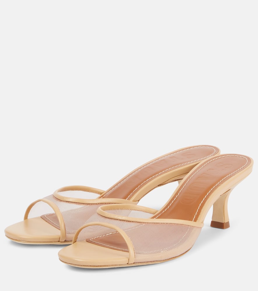 Staud Brigitte 55 leather-trimmed mesh mules