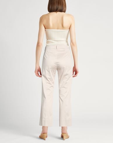 Woman Pants Off white Size 8 Cotton, Elastane