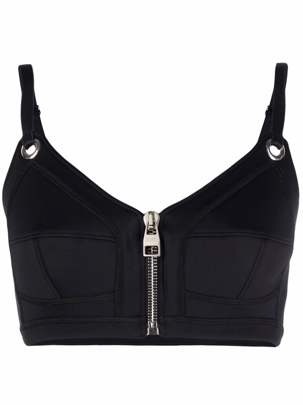 Zipped crop top - Black