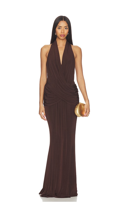 ELLIATT Simone Cowl Neck Gown in Brown. - XL also in