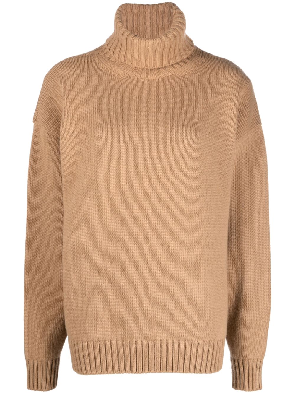 Roll-neck virgin-wool jumper - Brown