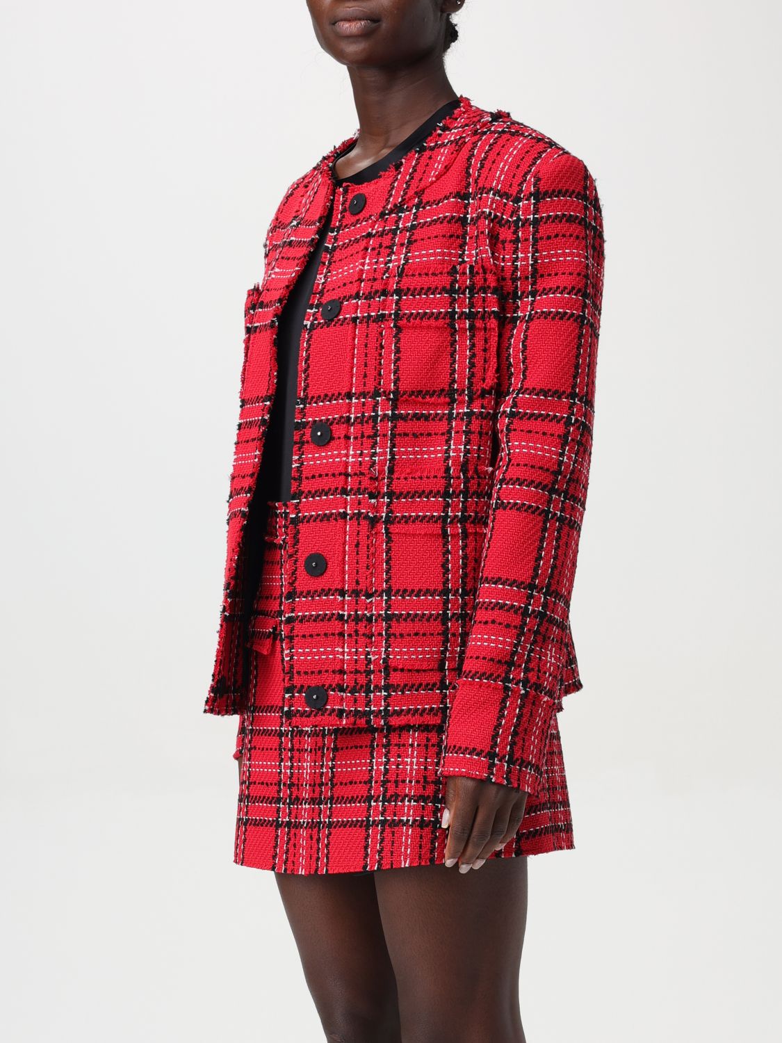 Checked tweed jacket - Red