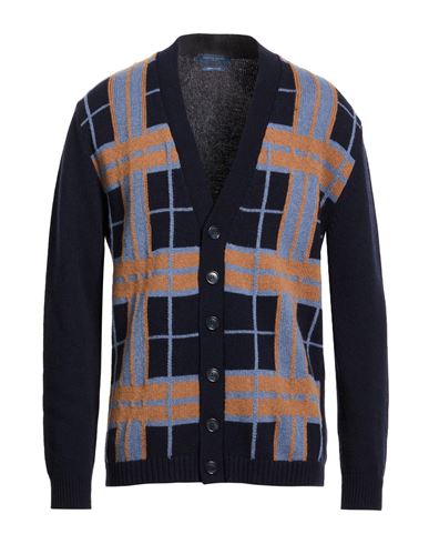 Man Cardigan Navy Size L Merino Wool, Polyamide