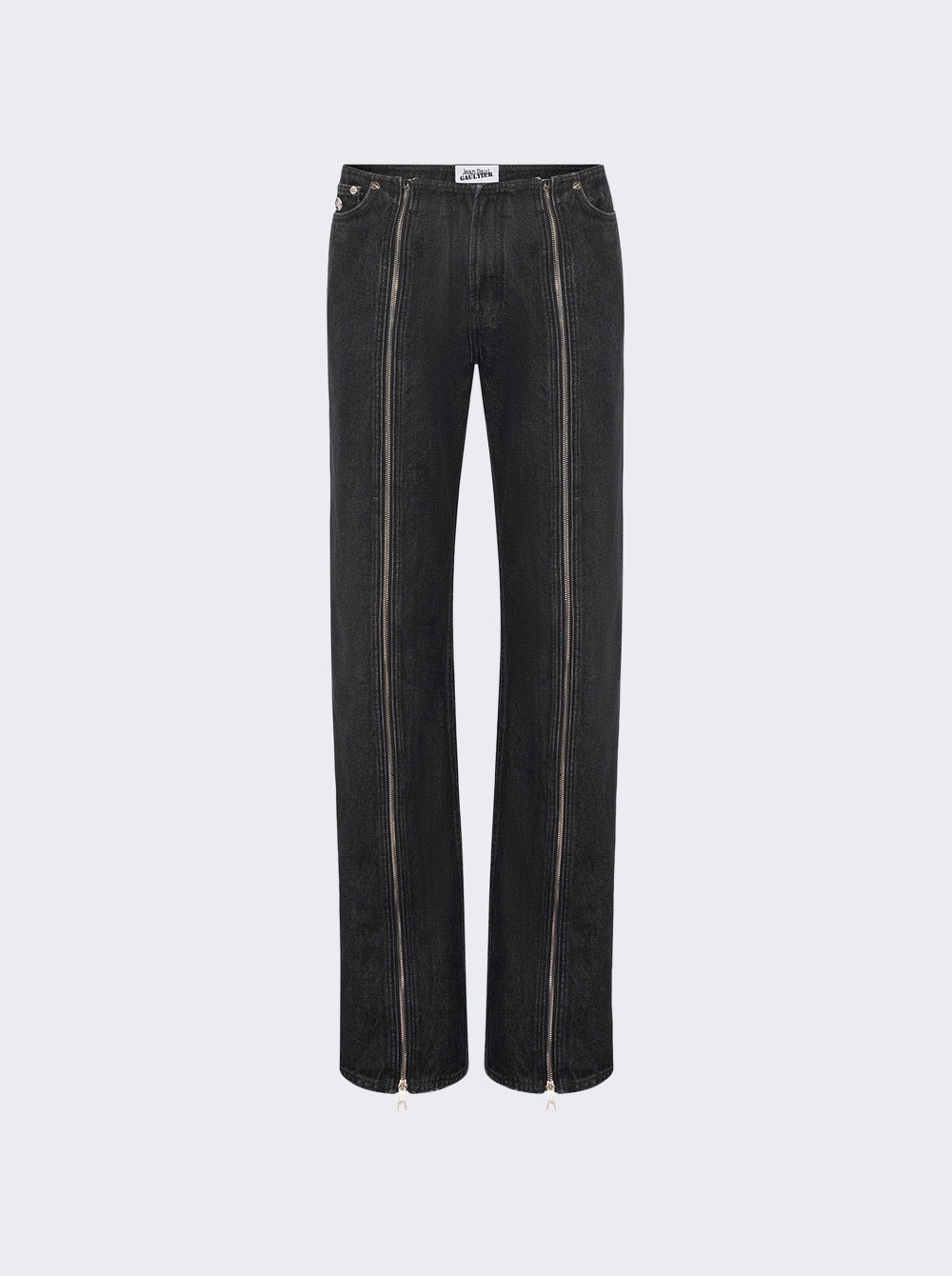 Front Zipped Denim Trouser Vintage Black