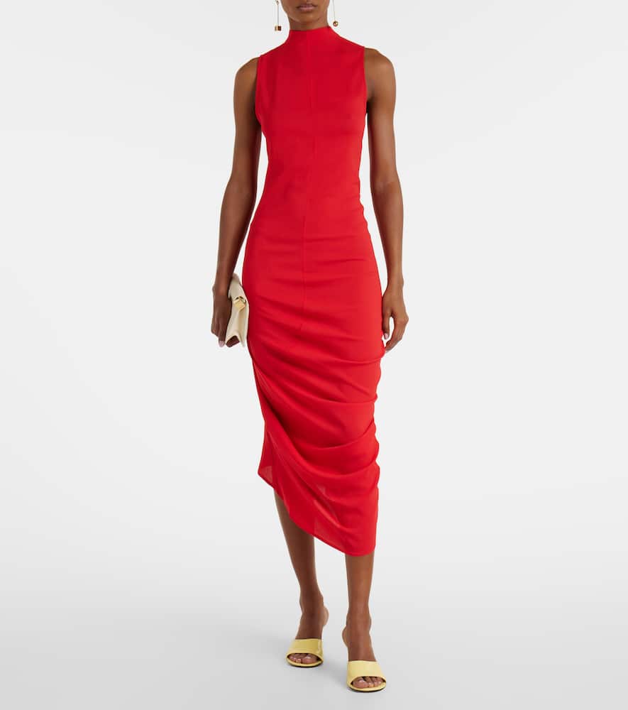 J draped crêpe midi dress