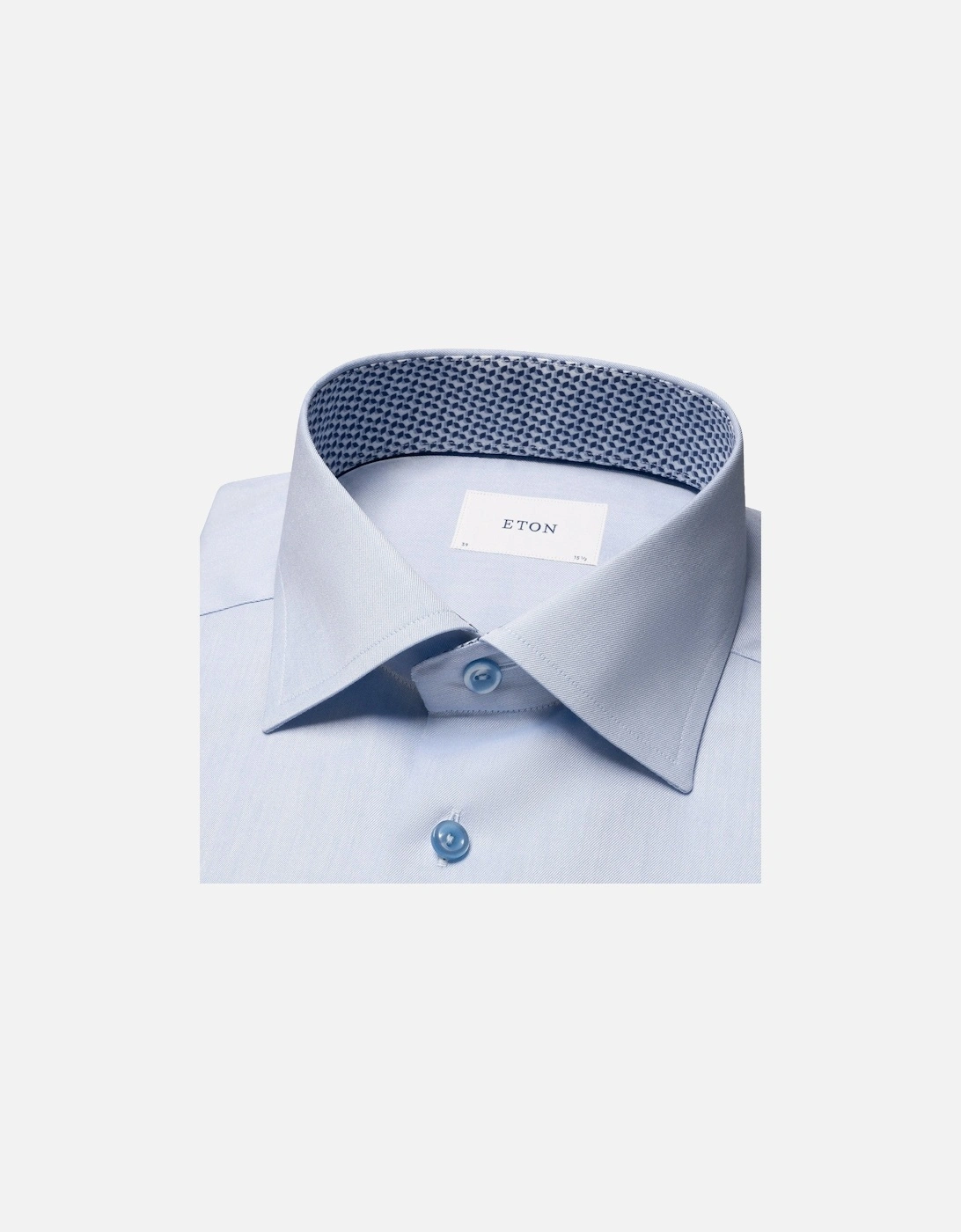 Men's Eton Contemporary Fit Signature Twill Geometric Effect Shirt 21 Light Blue - : 40/Regular