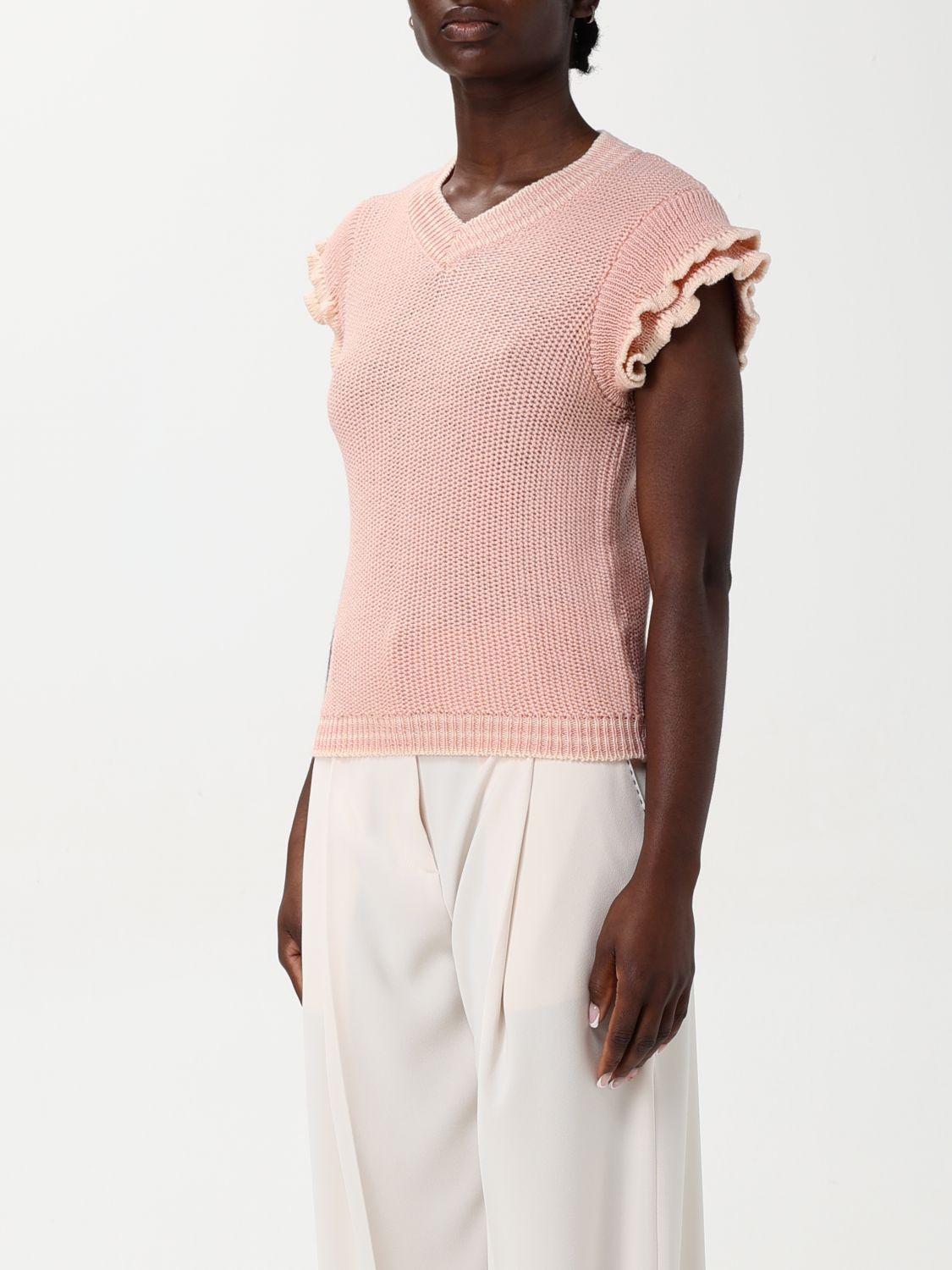 Short-sleeve knitted T-shirt - Pink
