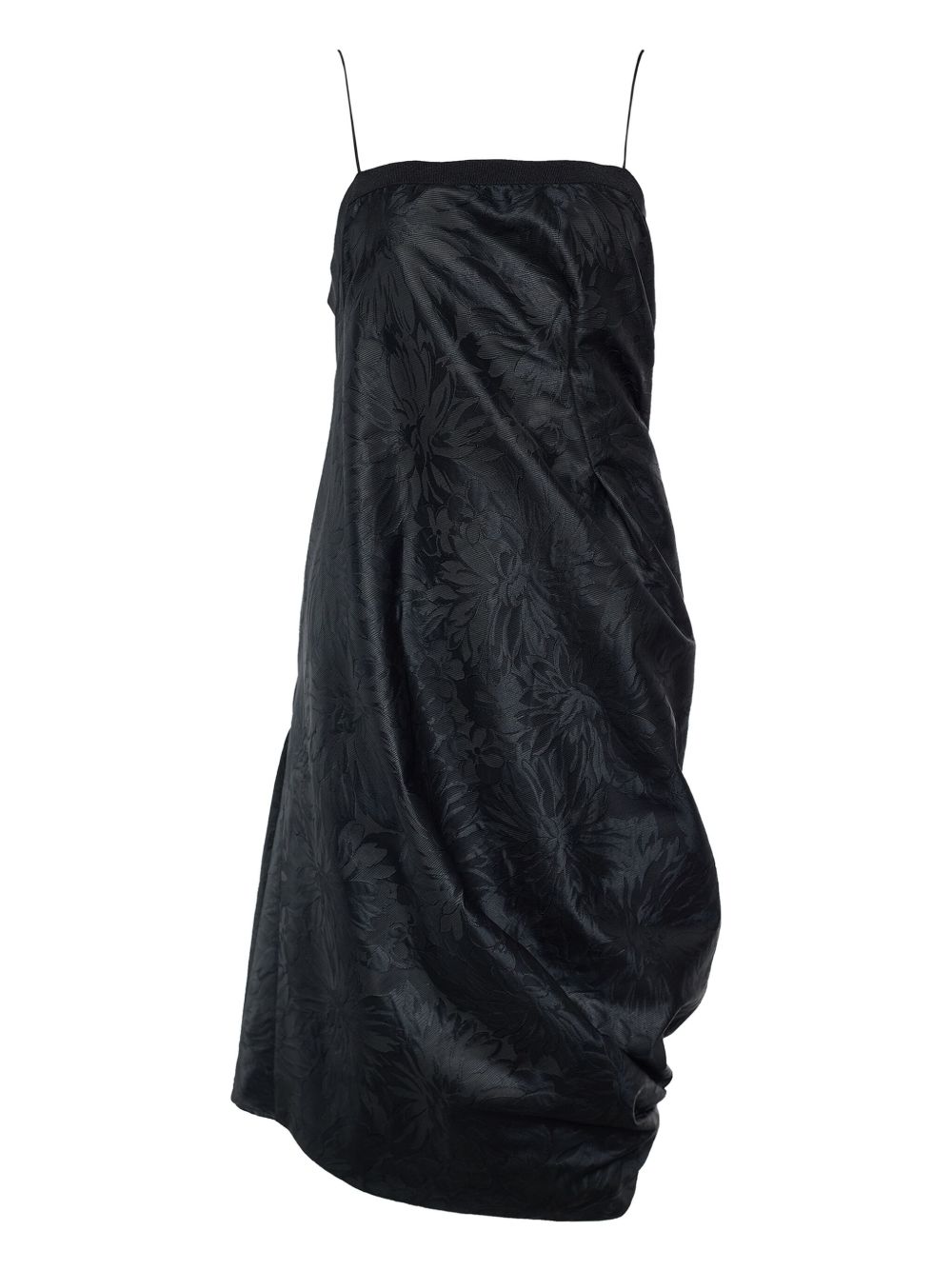 Pre-owned floral-jacquard draped dress - Black