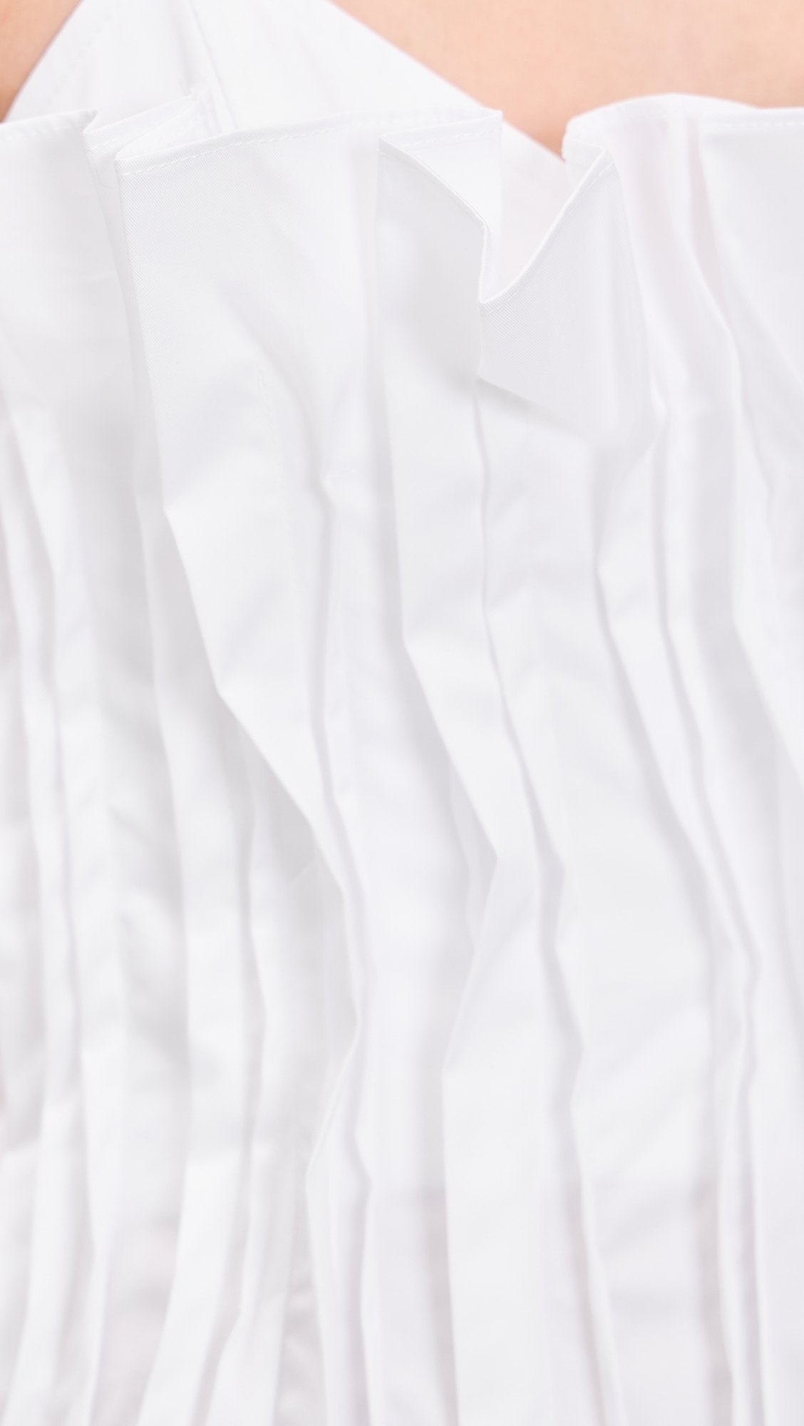 Cinched Pleated Midi Dress White