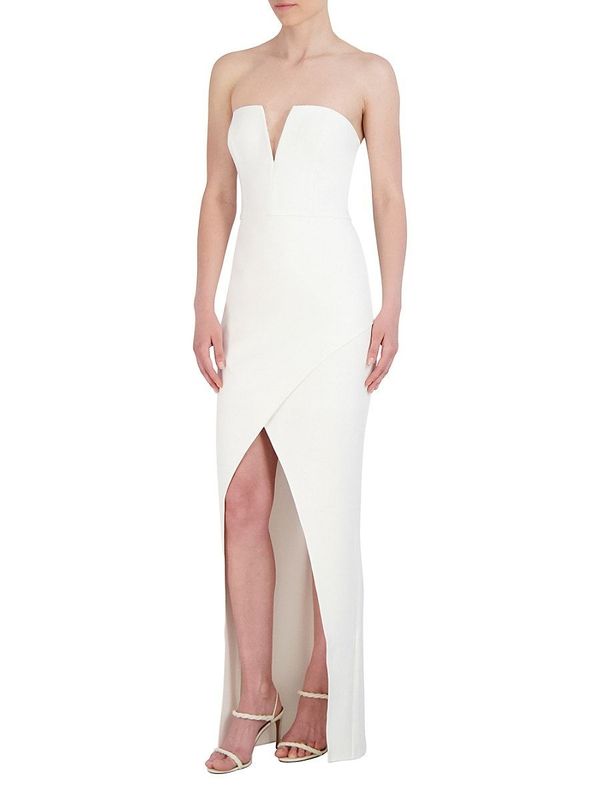Bcbgmaxazria Women's Split Strapless Crepe Gown - Off White - 8