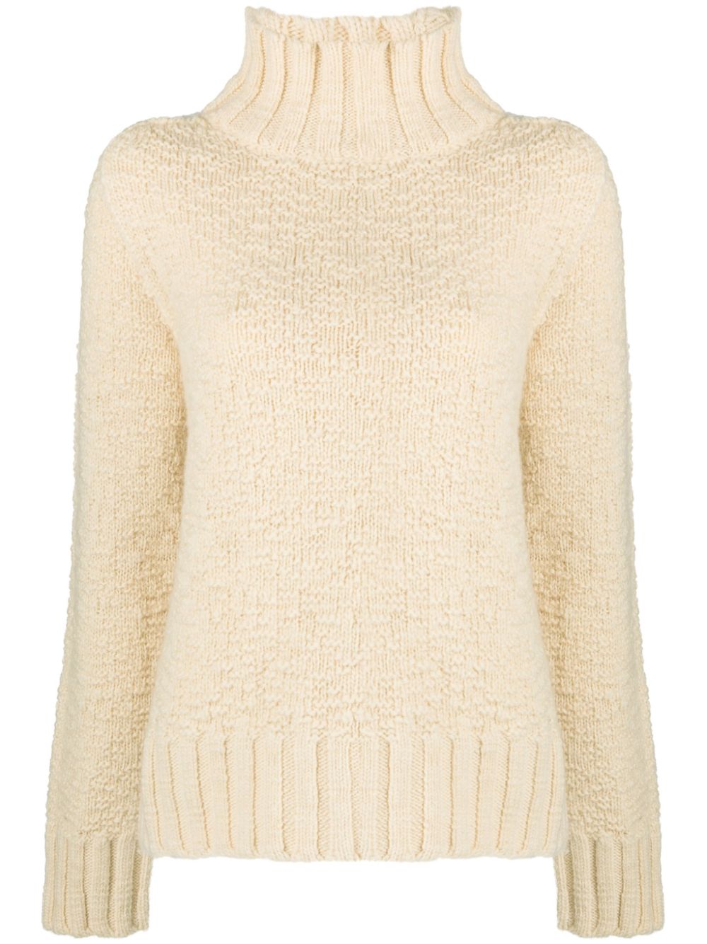High-neck wool jumper - Neutrals