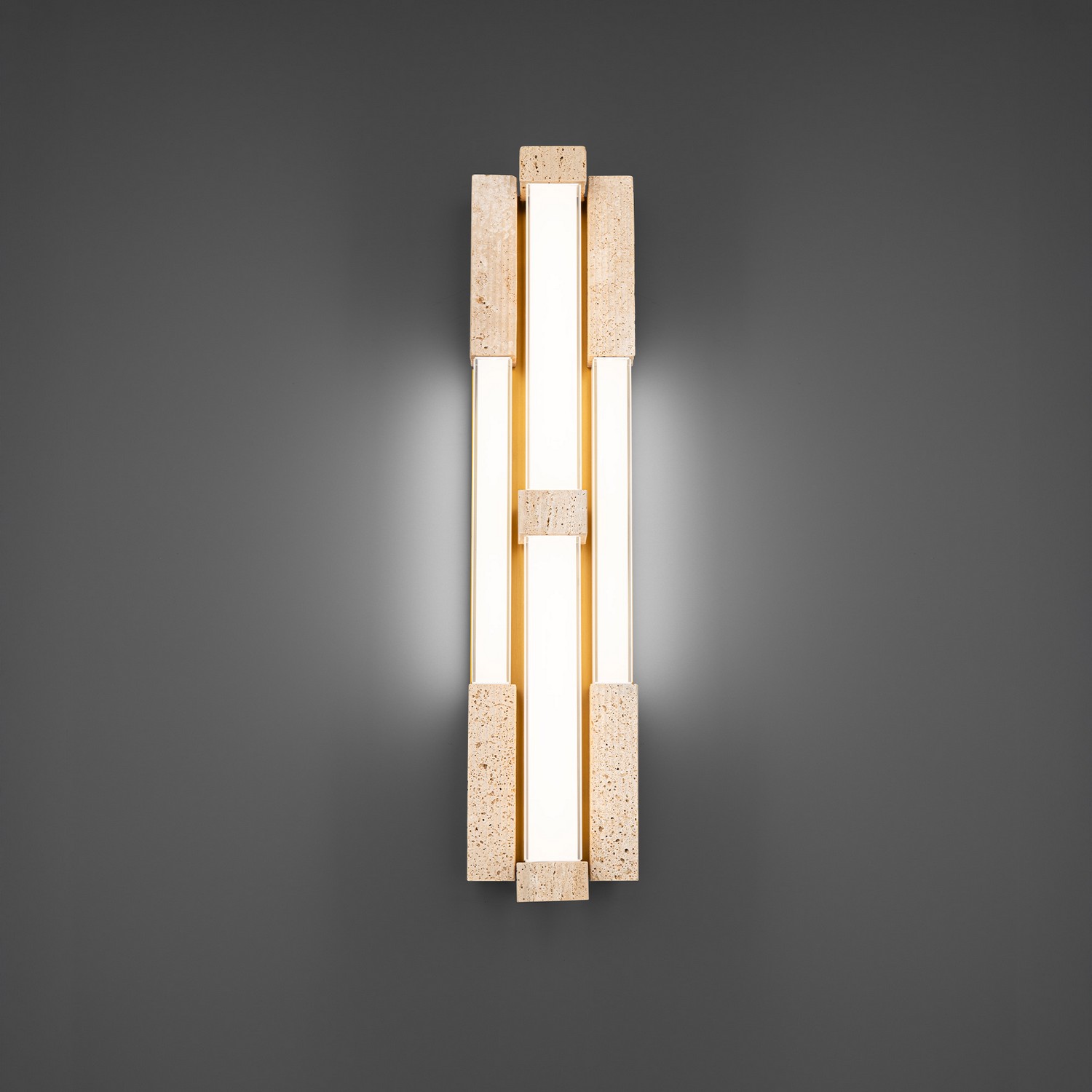 Beige Travertine Aged Brass LED Wall Sconce from the Conan Collection