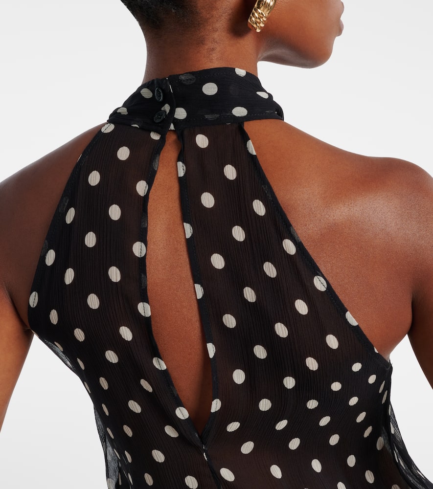 Polka-dot sheer silk tank top
