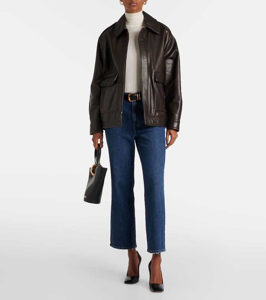 High-rise cropped straight jeans