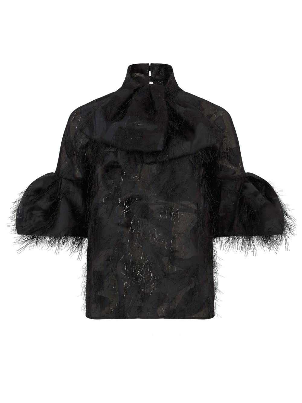 Puff-sleeve lavaliere blouse - Black