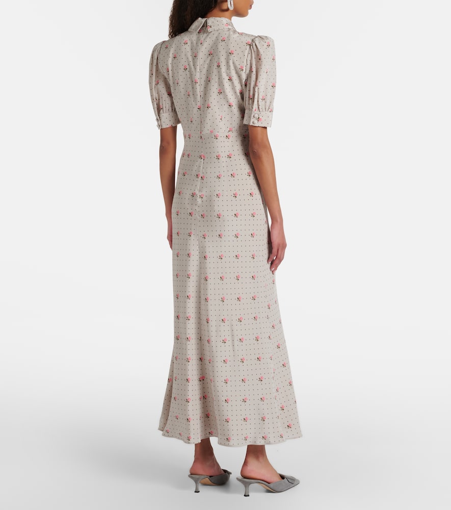 Floral polka-dot silk maxi dress